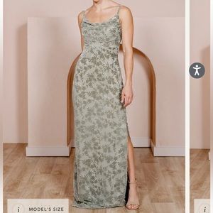 Revelry Skye Floral Burnout Velvet Dress in Sage